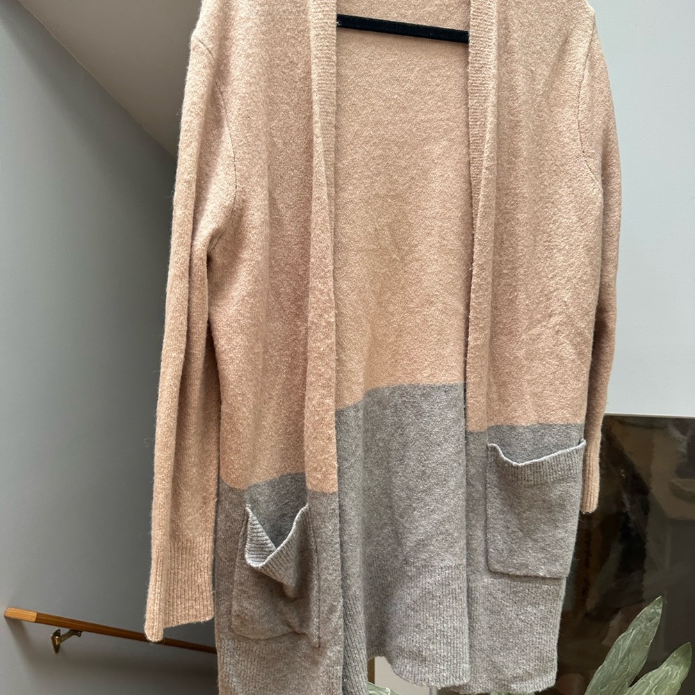 Madewell Two-Tone Tan and Gray Cardigan
